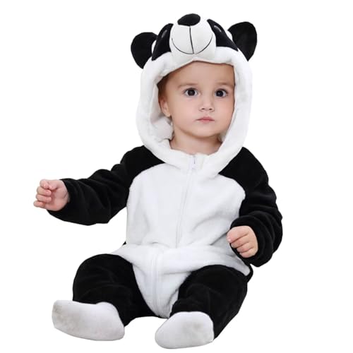 BabyPreg Unisex Baby Tier Halloween Strampler Kapuze Flanell Strampler Outfits (Panda,100) von BabyPreg