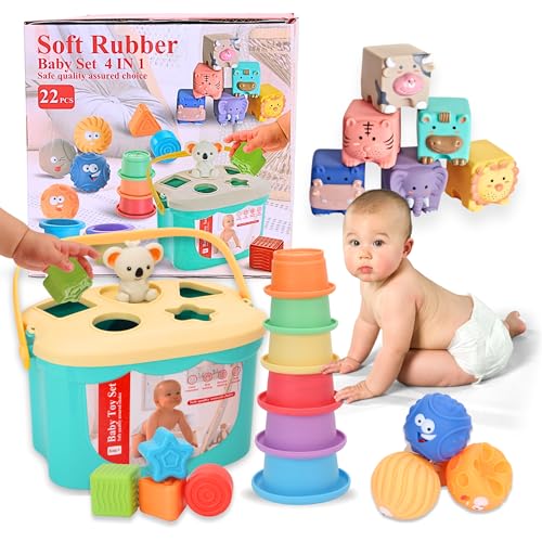 Babybaipro - Montessori-Sensorik- und Lernspielzeug-Set für Babys, Jungen und Mädchen, 4-in-1: Stapelblöcke, Tücherbox. Geschenk zur Geburt, Geburtstag, 6 bis 36 Monate, 2 Jahre, ungiftig (4 en 1) Babybaipro - Montessori-Sensorik- und Lernspielzeug-Set für Babys, Jungen und Mädchen, 4-in-1: Stapelblöcke, Tücherbox. Geschenk zur Geburt, Geburtstag, 6 bis 36 Monate, 2 Jahre, ungiftig (4 en 1) von Babybaipro