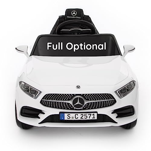 Kinder Auto Elektro Mercedes CLS 350 AMG Full Opional - Mercedes Benz kinderauto 12V Ledersitze Fernbedienung und MP3 (Weiß) von Babycar