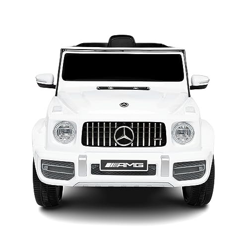 Babycar Mercedes G63 Sportversion AMG (Weiß) Elektroauto für Kinder Offiziell mit Lizenz 12 Volt Batterie mit Fernbedienung 2,4 GHz Türen mit MP3 von Babycar