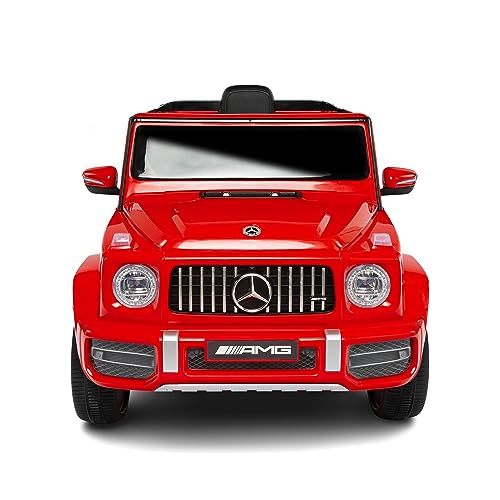 Babycar Mercedes G63 Sportversion AMG (rot) Elektroauto für Kinder Offiziell mit Lizenz 12 Volt Batterie mit Fernbedienung 2,4 GHz Türen mit MP3 von Babycar