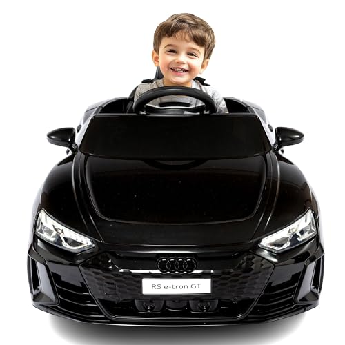 Elektroauto für Kinder Audi RS E-TRON (Schwarz) von Babycar – Elektro-Audi für Kinder, offiziell lizenziert, 12 Volt mit 2,4-GHz-Fernbedienung, öffnende Türen mit MP3 von Babycar