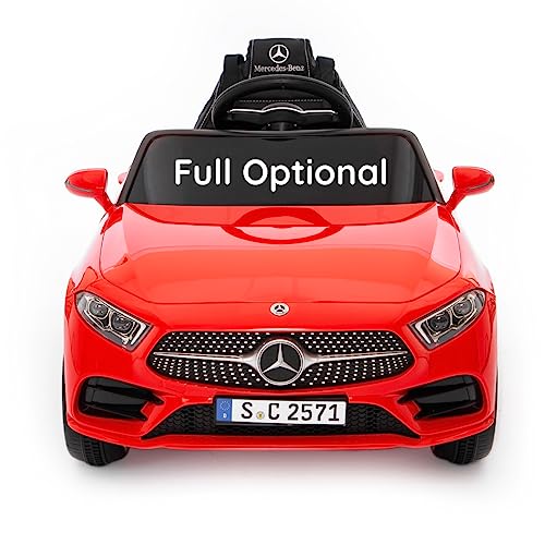 Kinder elektroauto von Babycar Modell Mercedes CLS 350 AMG (Rot) Elektroauto für Kinder Akku 12 Volt Leistung Offiziell lizenzierte Ledersitze Fernbedienung und MP3 von Babycar