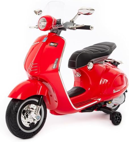 Motorrad für Kinder Vespa 946 (Rot) mit MP3-Leuchten und Sounds, offiziell lizenziert von Babycar