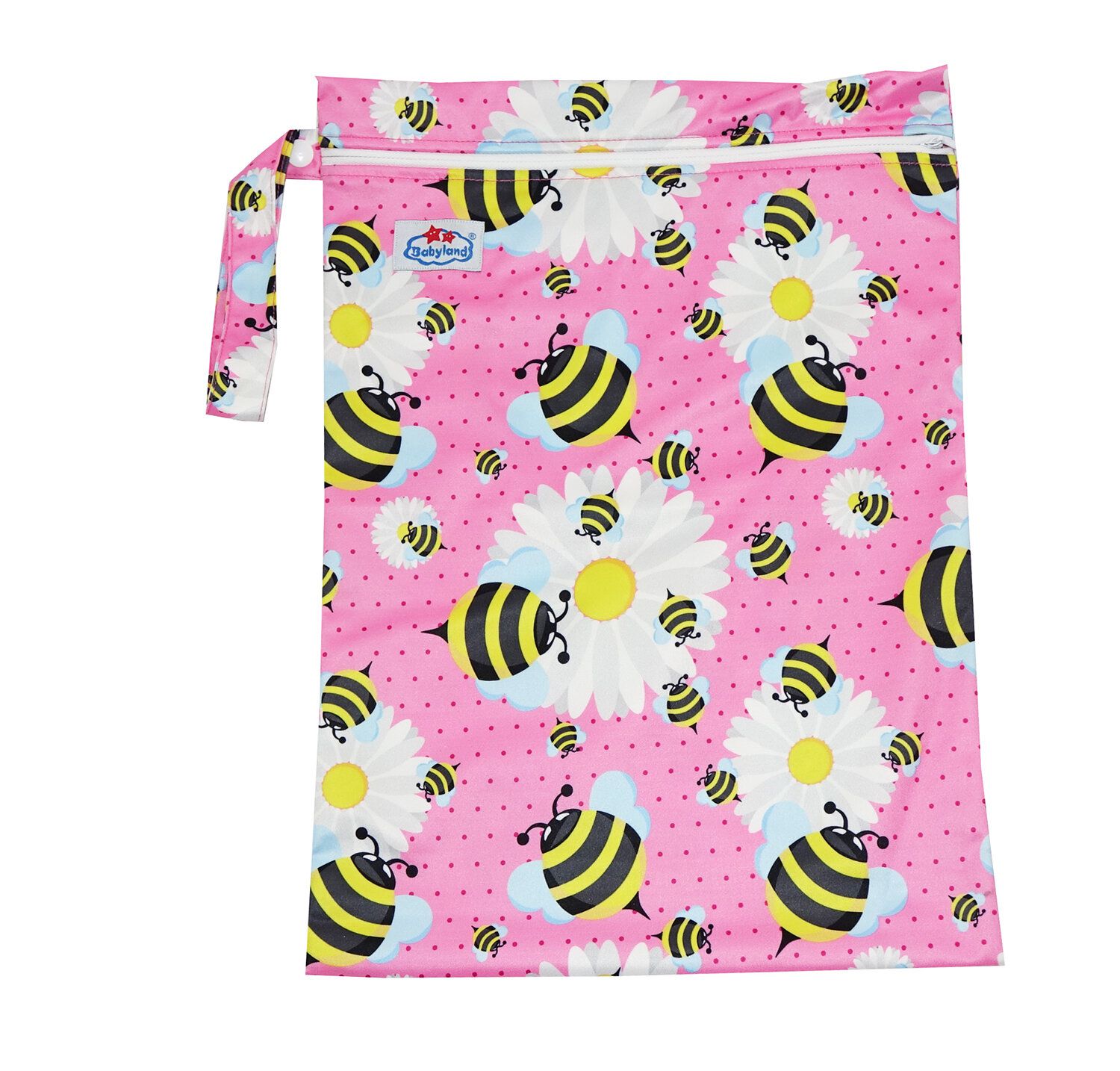 Babyland gemusterte Nasstasche (M) - Bienen pink von Babyland