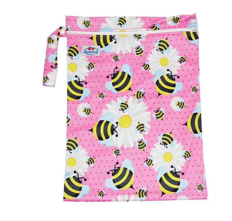 Babyland gemusterte Nasstasche (M) - Bienen pink von Babyland