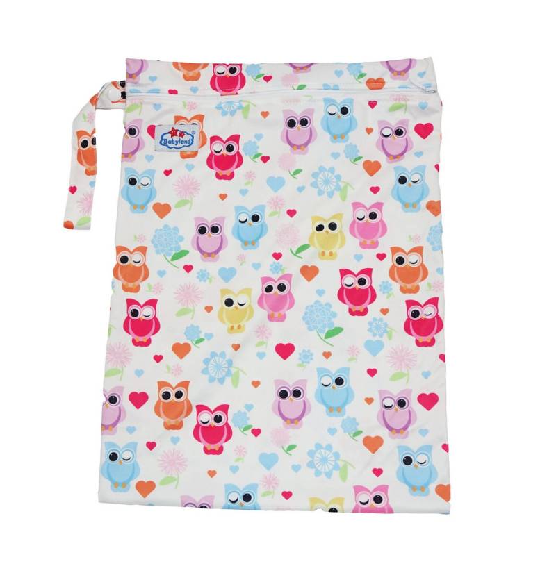 Babyland gemusterte Nasstasche (M) - Bunte Eulen von Babyland