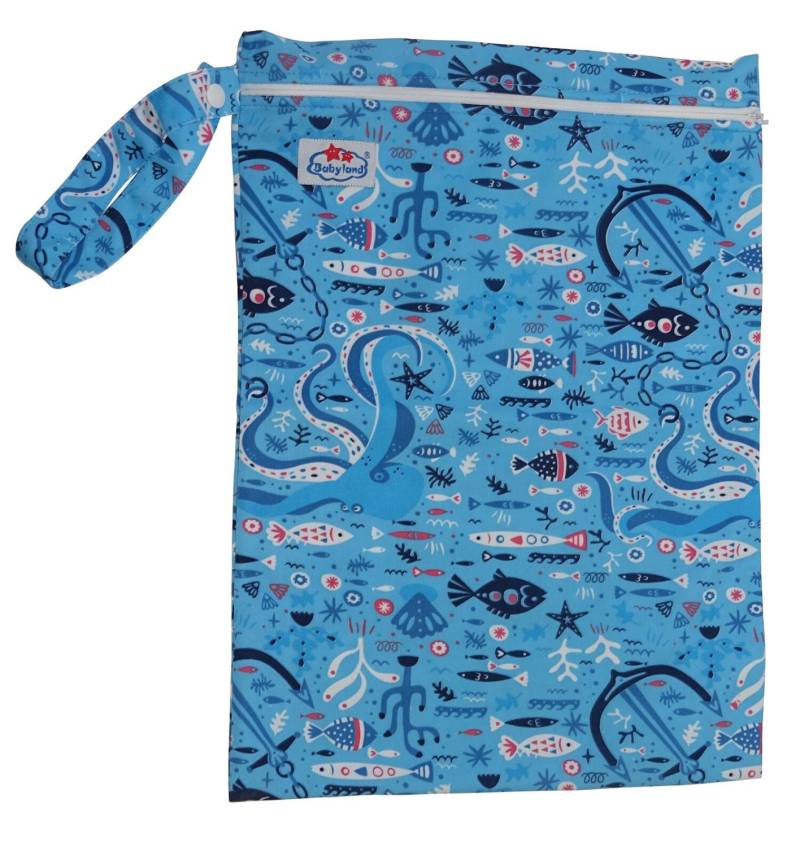 Babyland gemusterte Nasstasche (M) - Deep Blue Sea von Babyland