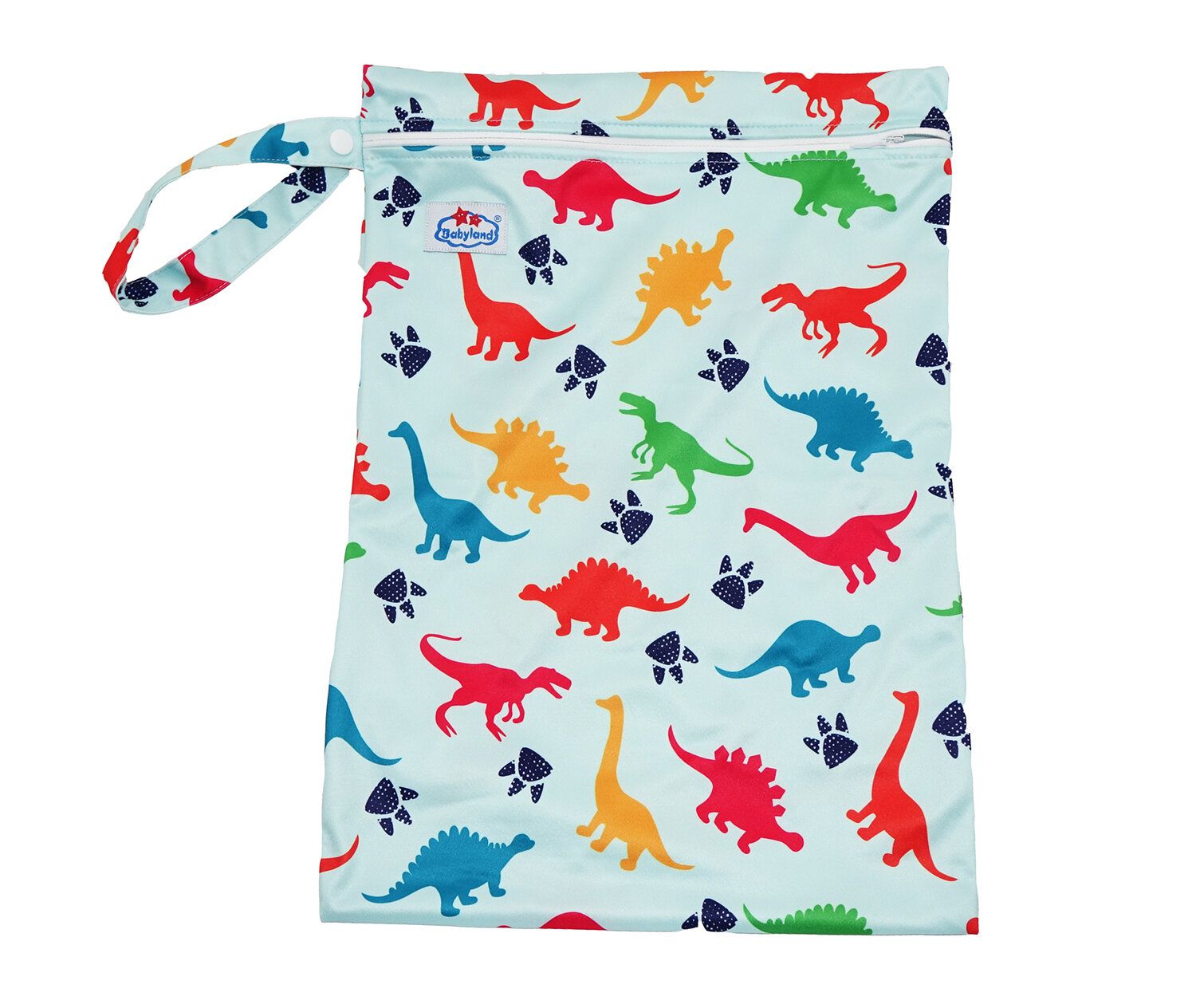Babyland gemusterte Nasstasche (M) - Dinos (türkis) von Babyland