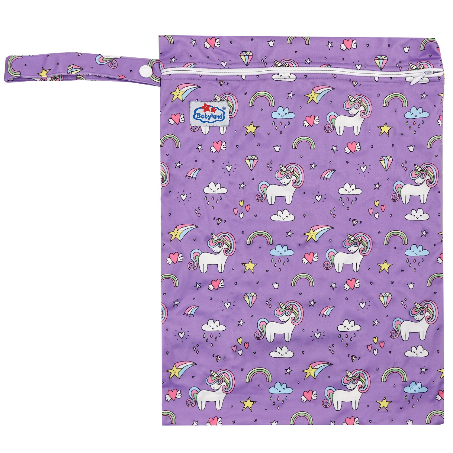Babyland gemusterte Nasstasche (M) - Einhörner lila von Babyland