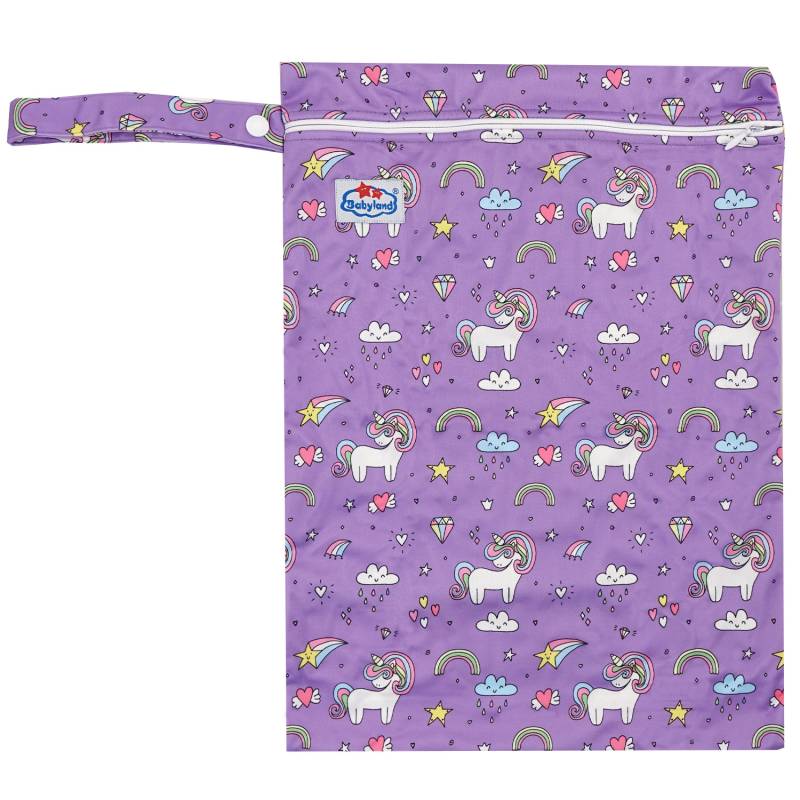 Babyland gemusterte Nasstasche (M) - Einhörner lila von Babyland