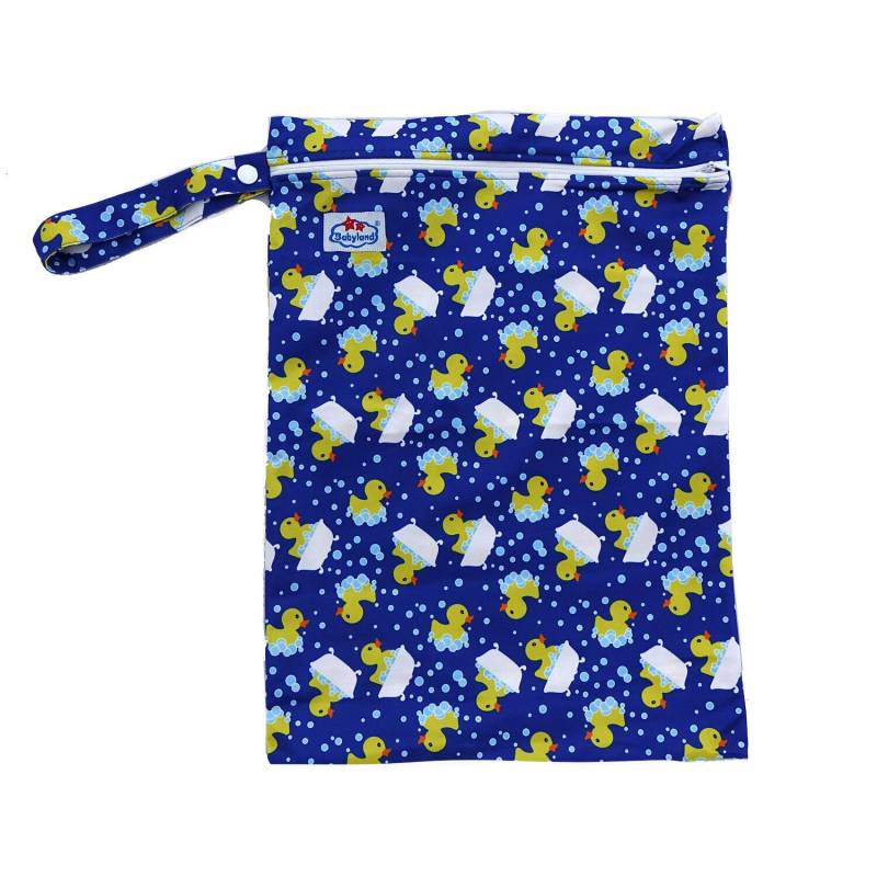 Babyland gemusterte Nasstasche (M) - Entchen dunkelblau von Babyland