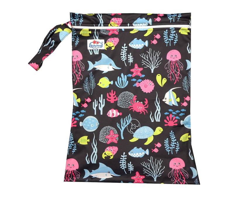 Babyland gemusterte Nasstasche (M) - Fische (schwarz) von Babyland