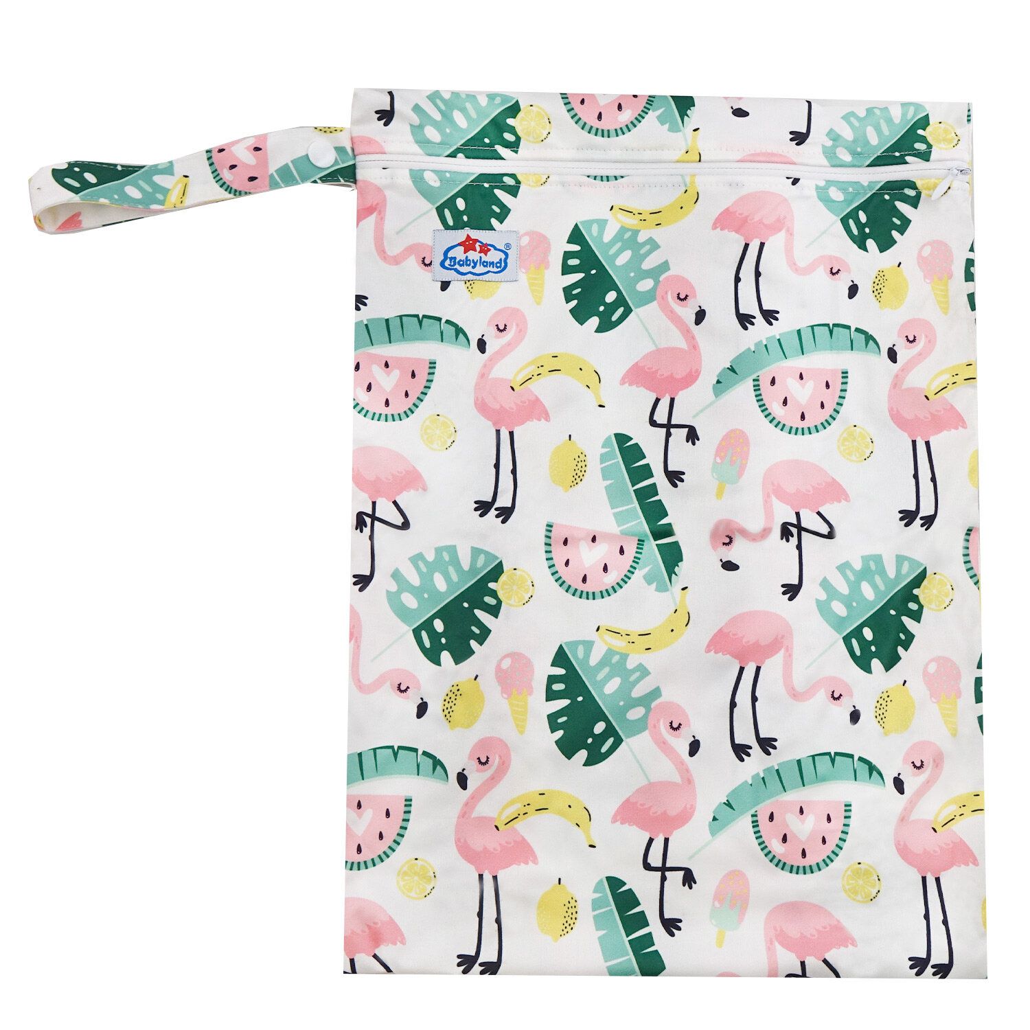 Babyland gemusterte Nasstasche (M) - Flamingos von Babyland
