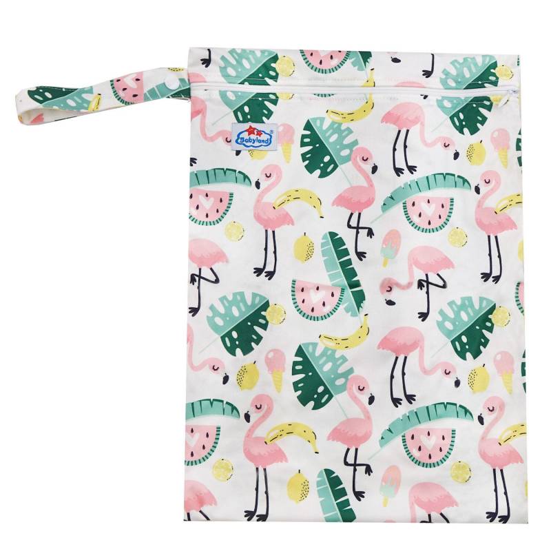 Babyland gemusterte Nasstasche (M) - Flamingos von Babyland