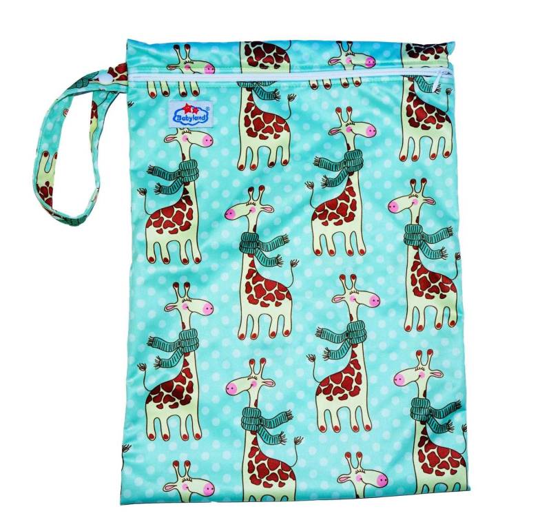 Babyland gemusterte Nasstasche (M) - Giraffen (mint) von Babyland