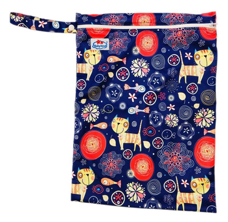 Babyland gemusterte Nasstasche (M) - Katzen & Fische von Babyland