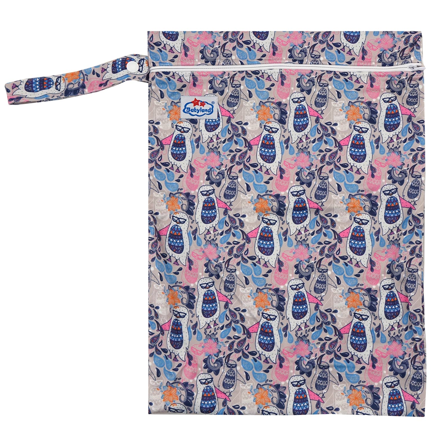 Babyland gemusterte Nasstasche (M) - Paisley Penguins von Babyland