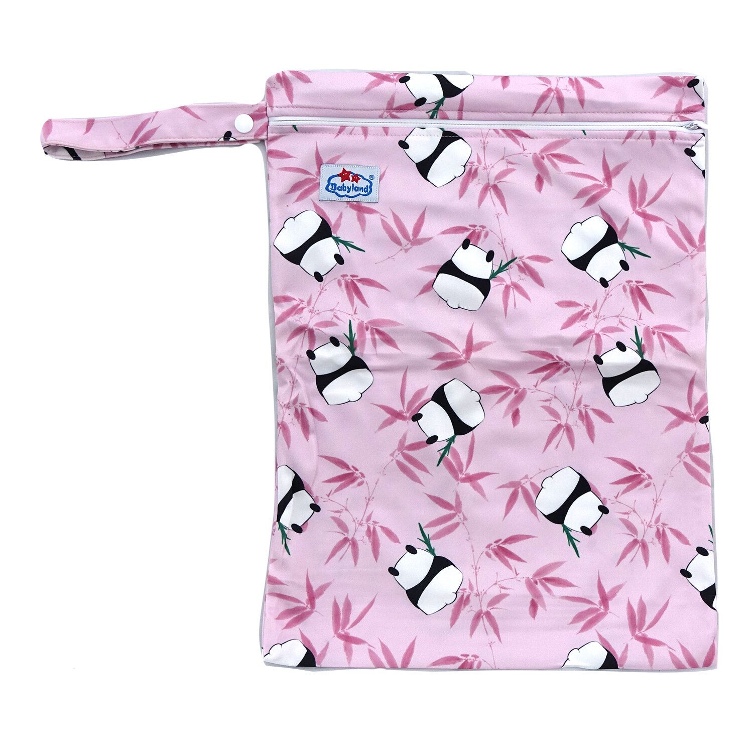 Babyland gemusterte Nasstasche (M) - Panda rosa von Babyland