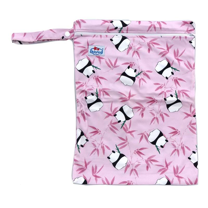 Babyland gemusterte Nasstasche (M) - Panda rosa von Babyland