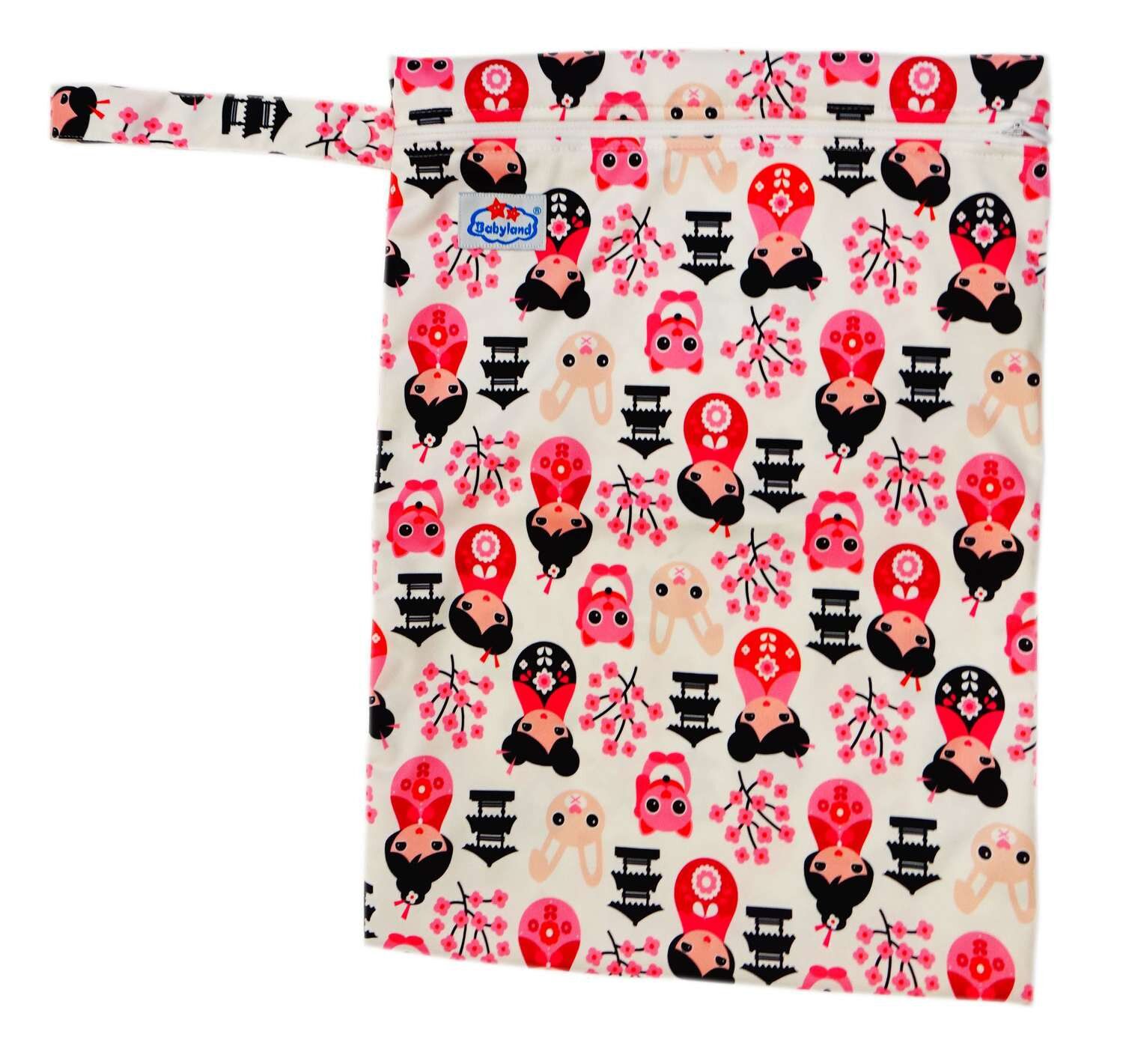 Babyland gemusterte Nasstasche (M) - Rosa Püppchen von Babyland