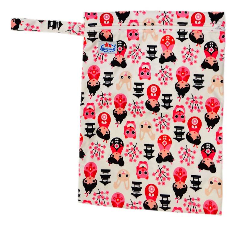 Babyland gemusterte Nasstasche (M) - Rosa Püppchen von Babyland