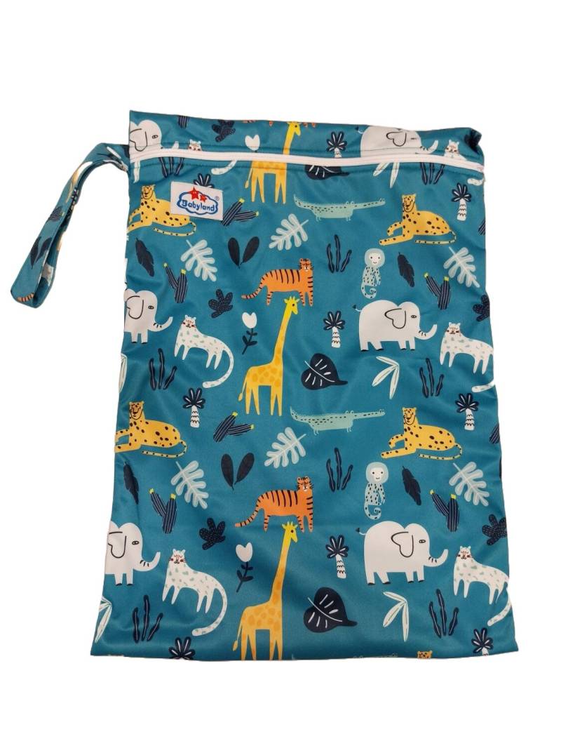 Babyland gemusterte Nasstasche (M) - Safari Türkis von Babyland