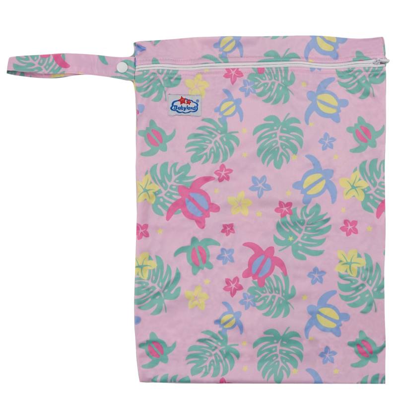 Babyland gemusterte Nasstasche (M) - Schildkröten pink von Babyland