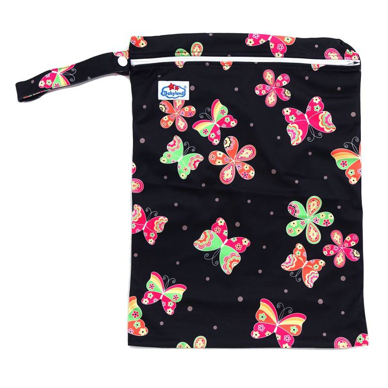 Babyland gemusterte Nasstasche (M) - Schmetterlinge schwarz von Babyland
