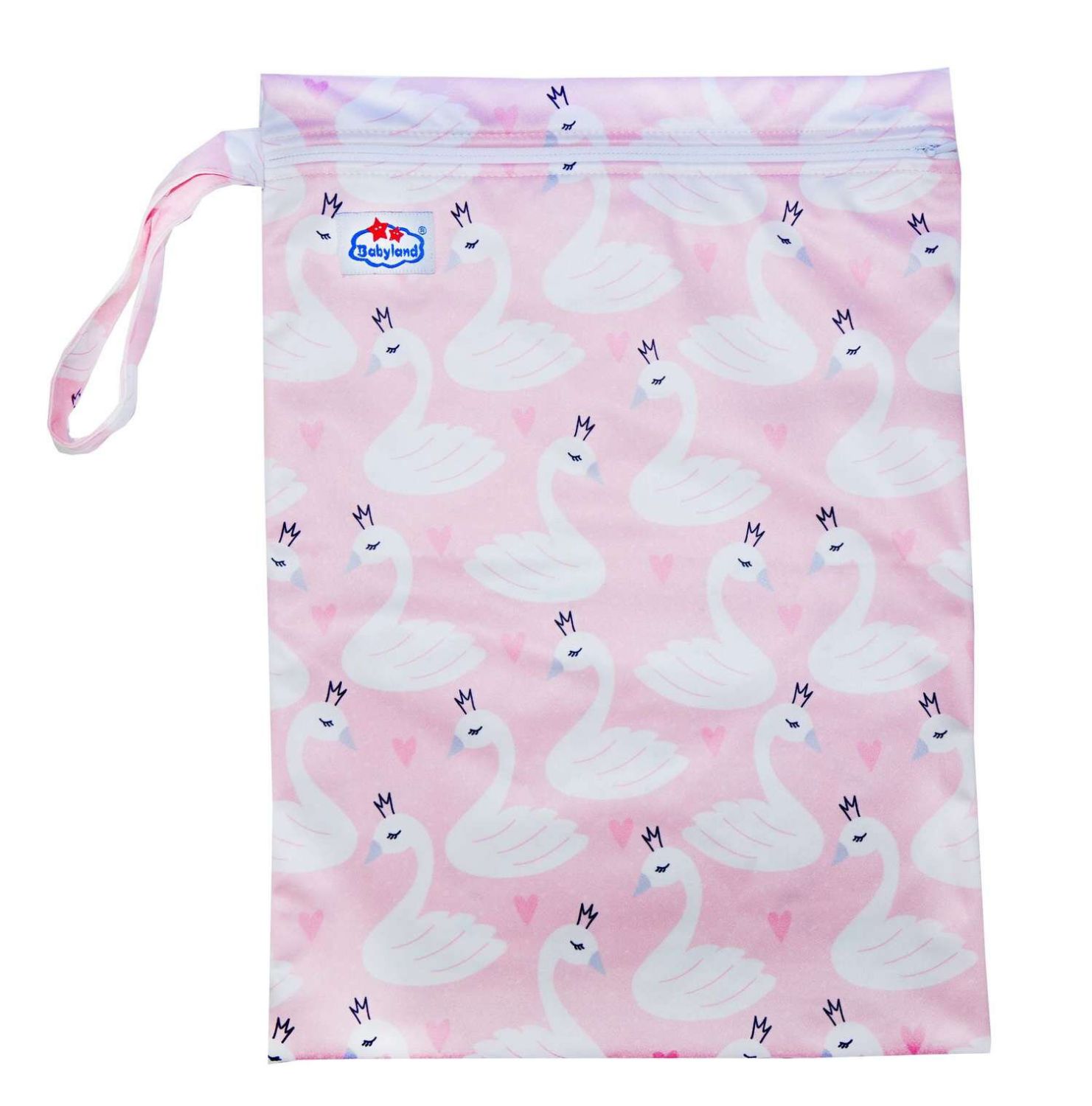 Babyland gemusterte Nasstasche (M) - Schwäne von Babyland