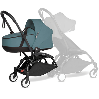 BABYZEN Kinderwagen YOYO 0+ connect Black mit Liegewanne Aqua von Babyzen