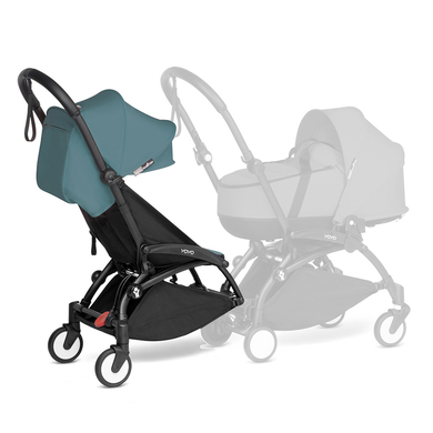 BABYZEN Kinderwagen YOYO 6+ connect Black mit Textilset Aqua von Babyzen