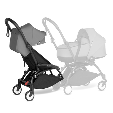 BABYZEN Kinderwagen YOYO 6+ connect Black mit Textilset Grey von Babyzen