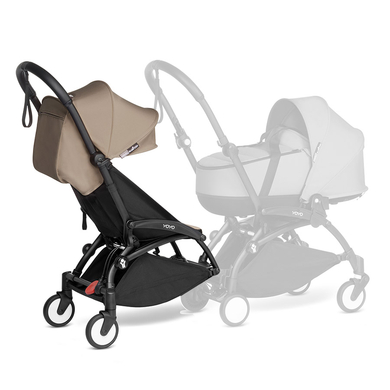 BABYZEN Kinderwagen YOYO 6+ connect Black mit Textilset Taupe von Babyzen