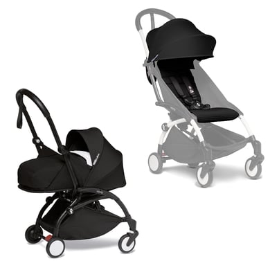 BABYZEN Kinderwagen YOYO2 0+ Black mit Neugeborenenaufsatz und Textilset Black von Babyzen