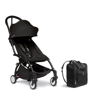 BABYZEN Kinderwagen YOYO2 6+ Black mit Textilset Black und GRATIS Backpack YOYO Black von Babyzen