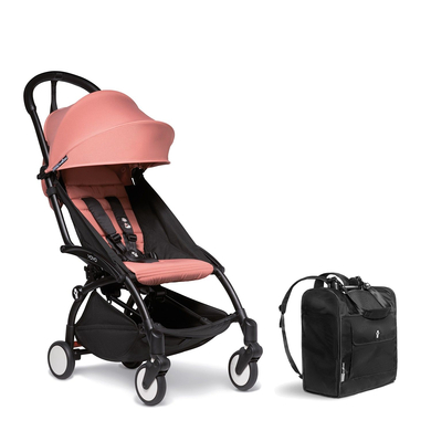 BABYZEN Kinderwagen YOYO2 6+ Black mit Textilset Ginger und GRATIS Backpack YOYO Black von Babyzen