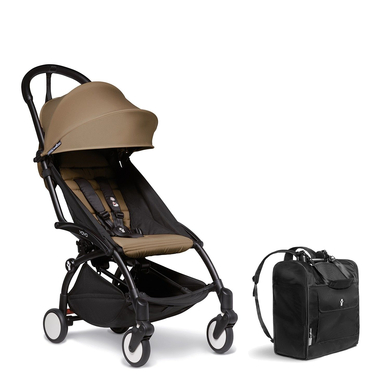 BABYZEN Kinderwagen YOYO2 6+ Black mit Textilset Toffee und GRATIS Backpack YOYO Black von Babyzen