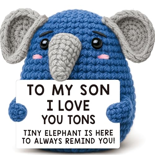 BackURyear Mini Son Gifts from Mom Dad, Son Grow Birthday Fathers Day Graduation Presents, Cute Handmade Crochet Elephant Gift, I Love You Tons Cool Stuff Things BackURyear Mini Son Gifts from Mom Dad, Son Grow Birthday Fathers Day Graduation Presents, Cute Handmade Crochet Elephant Gift, I Love You Tons Cool Stuff Things von BackURyear