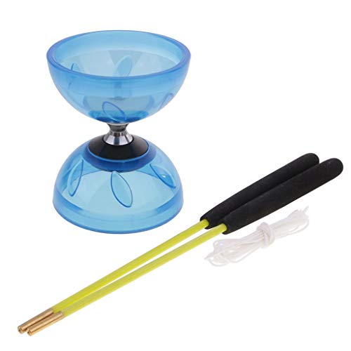 Backbayia Diabolo mit 3 Kugellagern, Bearing, Schnur für, Handstäben aus Gummi, Kinder und Erwachsene, Blau, 10,5 cm Backbayia Diabolo mit 3 Kugellagern, Bearing, Schnur für, Handstäben aus Gummi, Kinder und Erwachsene, Blau, 10,5 cm von Backbayia