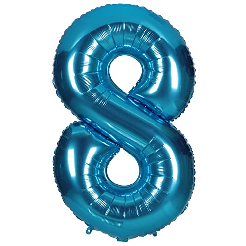 40 Zoll 0 to 9 in Blau Nummer Folienballon Helium Zahlenballon Luftballon Riesenzahl Party Hochzeit Kindergeburtstag Geburtstag Nummer 8 von CHANGZHONG