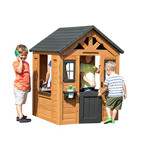 Backyard Discovery Spielhaus Sweetwater aus Holz | Outdoor Kinderspielhaus für den Garten inklusive Zubehör | Gartenhaus für Kinder mit Fenstern in Braun & Schwarz Backyard Discovery Spielhaus Sweetwater aus Holz | Outdoor Kinderspielhaus für den Garten inklusive Zubehör | Gartenhaus für Kinder mit Fenstern in Braun & Schwarz von Backyard Discovery
