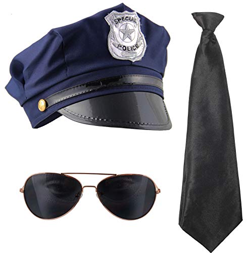 bad taste dieser Style macht geil 80er Kostüm Set Polizei mit Mütze Krawatte und Sonnenbrille für Fasching Karneval Mottoparty Junggesellenabschied von bad taste dieser Style macht geil