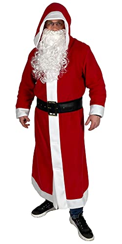 Bad Taste Weihnachtsmann Mantel - 5 Teile - Größe M bis XXXXL - Nikolaus Kostüm mit Gürtel, Bart, Handschuhen und Stiefelhutzen, Größe:L von Bad Taste