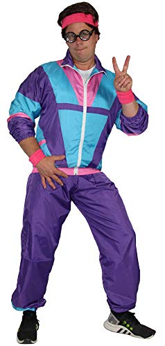 Bad Taste lila Babyblau rosa 80er Jahre Kostüm Jogginganzug für Herren - Größe S-XXXXL - Trainingsanzug Fasching Karneval, Größe:XXXXL von Bad Taste