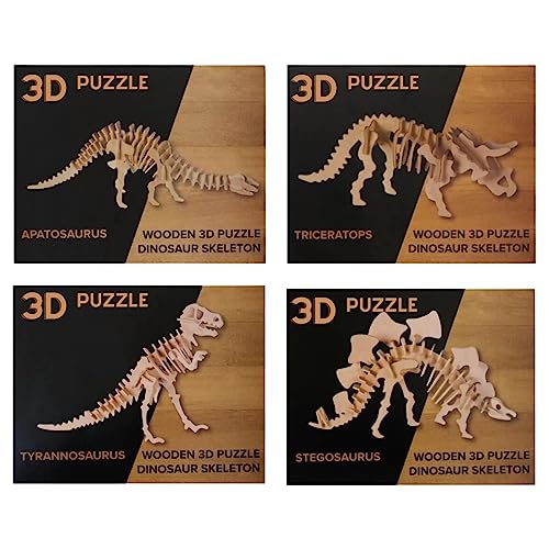 Bada Bing 4er Set Naturholz 3D Kinder Puzzle Dino Holzpuzzle Dinosaurier Skelett Zum Basteln Und Konstruieren 45 von Bada Bing