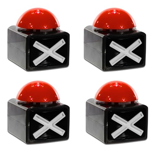 Bada Bing 4er Set XL Buzzer Button Alarmknopf Mit Sound Und Licht Quiz Quizspiel von Bada Bing