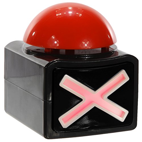 Bada Bing XL Buzzer Button - Perfekt für Quizabende und Partyspiele - Mit Sound und Lichteffekten - Zubehör für Quiz Games - Batteriebetriebener Alarmknopf für Spielabende und Spielshows von Bada Bing