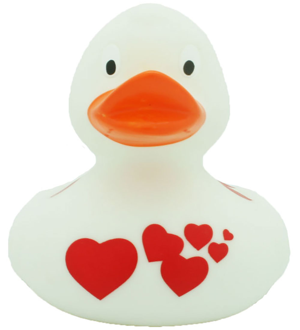 Badeente - Weiß m. Rote Herzen - Badeand - One Size - Badespielzeug Badeente - Weiß m. Rote Herzen - Badeand - One Size - Badespielzeug von Badeand