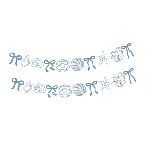 2 Stück Papier Hängende Banner Meeresmuschel Girlande Stern Dekoration Bow Partydeko aus Papier für Frauen Männer Hochzeit Geburtstag, Blau 2 Stück Papier Hängende Banner Meeresmuschel Girlande Stern Dekoration Bow Partydeko aus Papier für Frauen Männer Hochzeit Geburtstag, Blau von Badiman